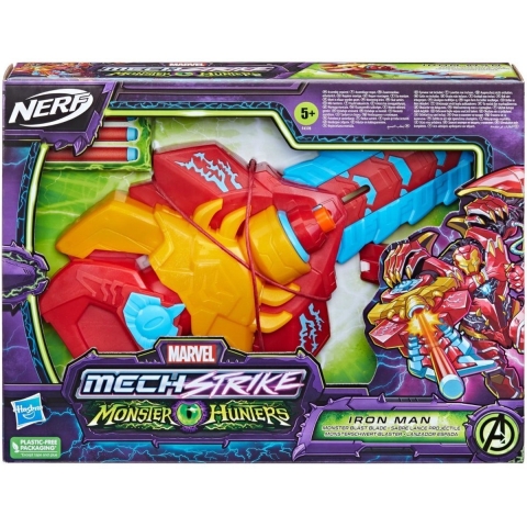 Nerf Marvel Mech Strike Monster Hunters Iron Man + 3 Darts