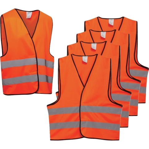 Veiligheidshesje - 5x - met Reflectie - Veiligheidsvest - Reflectievest - Veiligheidshesje - Oranje One size -