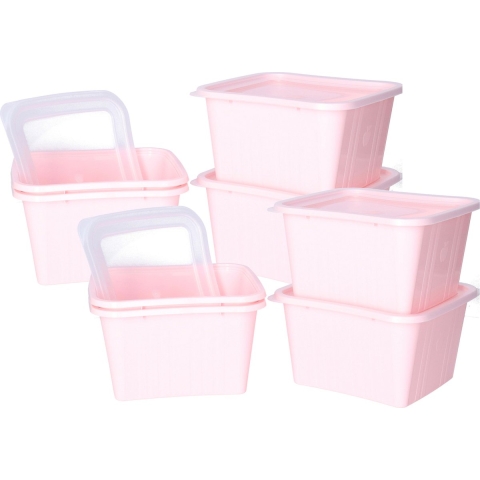 Vershoudbakjes nestbaar - BPA vrij - meal prep - 12x stuks van 1 liter - roze -