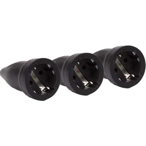 Stekker - 3x - rubber contra - met randaarde - 250 volt -