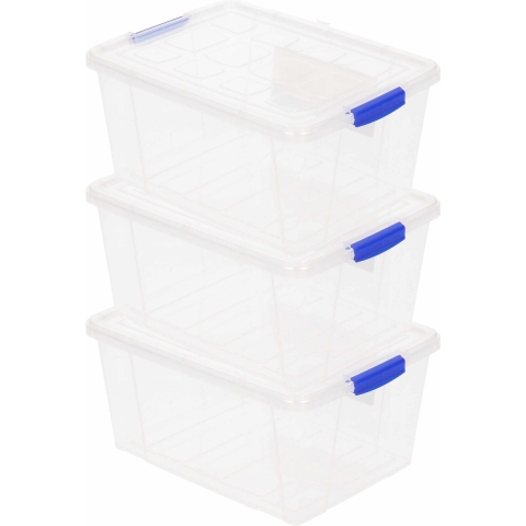 5x Opslagbakjes/organizers met deksel 1 liter 16 cm transparant -