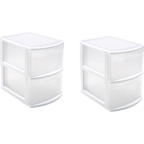 PlasticForte Ladeblok - Set van 2x stuks - 2 lades - bureau organizer - 39 x 29 x 40 cm -