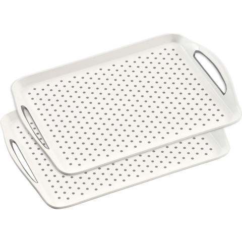 Dienblad met anti- 2x -slip noppen - 32 x 45 cm - Horeca dienblad - Wit - Kunststof - Serveerbladen -