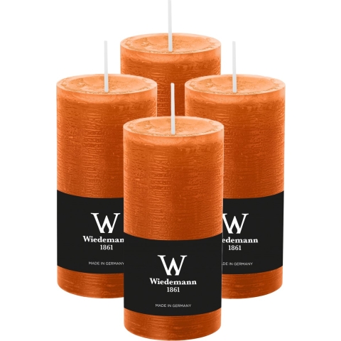 Cilinderkaars/stompkaars - 4x - rustieke kaars - cognac bruin - 6 x 12 cm - 42 branduren -