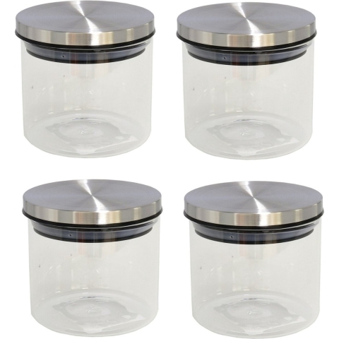 6x Transparante voorraadbussen/voorraadpotten van glas 450 ml -