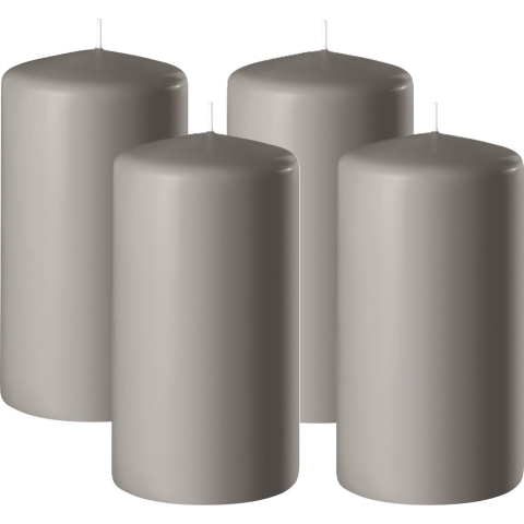 Enlightening Candles Cilinder/stompkaars - 4x - zand/grijs - D6 x H15 cm - 58 branduur -