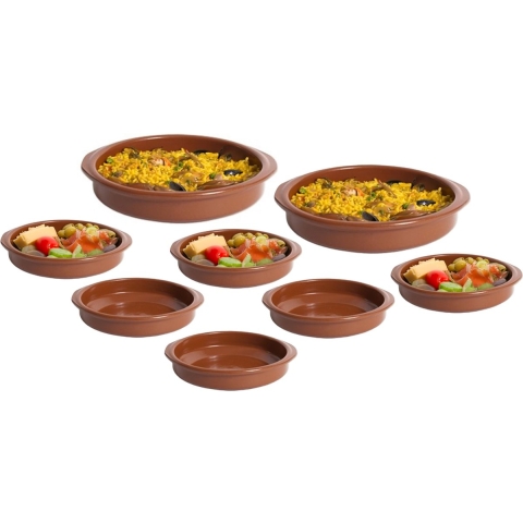 Tapas serveerschalen set - 2x D20 cm en 6x D12 cm - rond - Spaans terracotta ovenschaaltjes -