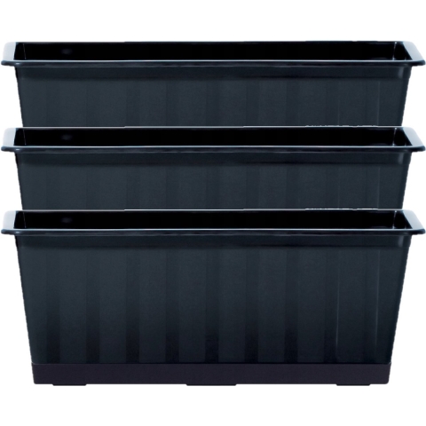 Plantenbak/bloembak/balkonbak Agro - 4x - antraciet - kunststof - 40 x 18 x 14 cm -