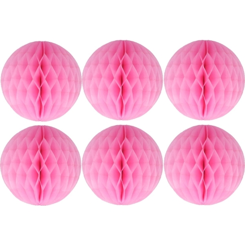 Papieren kerstballen - 6x - roze - 10 cm - kerstversiering -