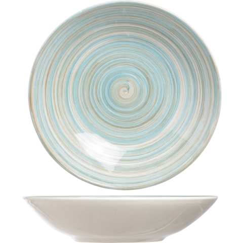 Bord Turbolino - 2x stuks - diep - blauw - 21 cm - rond - soepbord - pastabord - diepe borden -