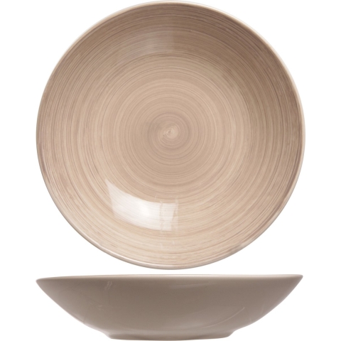 2x stuks ronde diepe borden/soepborden Turbolino beige/bruin 21 cm -