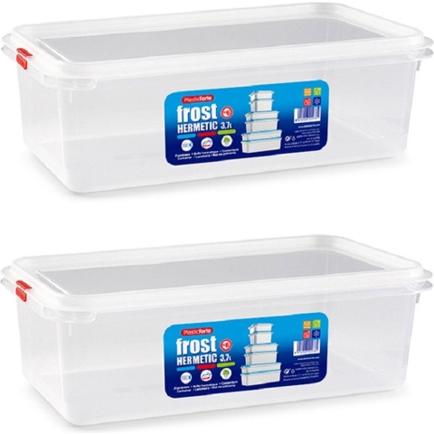 Vershoudbakje - 4x - met deksel - 32 x 18 x 10 cm - 3.7L - meal prep bakjes -