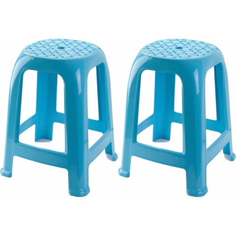 Plasticforte Krukje - 2x stuks - Lichtblauw - kunststof - 46,5 cm - keuken/badkamer opstapje -