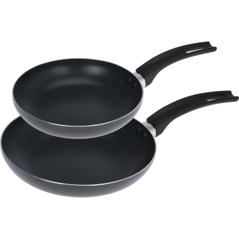 Koekenpannen set van 2 formaten - antraciet - Dia 20 en 24 cm - aluminium -