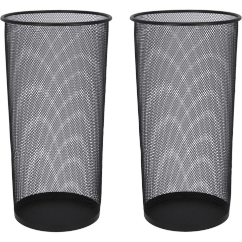 Set van 2x stuks paraplubakken/parapluhouders zwart metaal 26 x 50 cm -