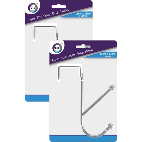 4x stuks deurhangers met dubbele kapstokhaak RVS 16 x 13 cm -