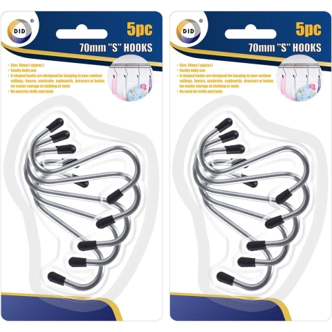 25x stuks S-haken met zwarte beschermlaag 7 cm -