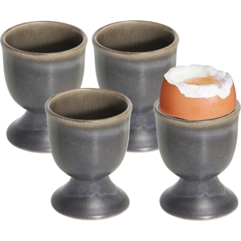 4x stuks eierdopjes van aardewerk grijs bruin 5 cm -