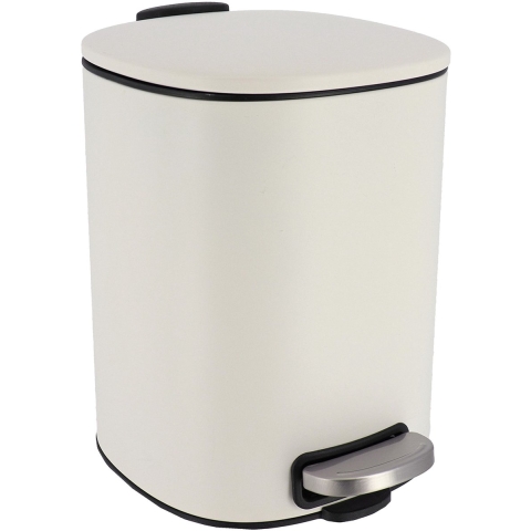 Tendance Badkamer prullenbak/afvalbak Elegance - soft close - wit - 5 liter - metaal -