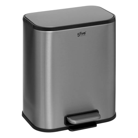 Prullenbak/pedaalemmer Norvik - mat zilver - rvs metaal - 5 liter - 24 x 20 x 28 cm - badkamer -