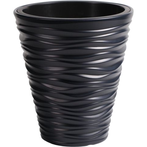 Plantenpot/bloempot Sand Dunes - buiten/binnen - kunststof - antraciet - D39 x H43 cm -