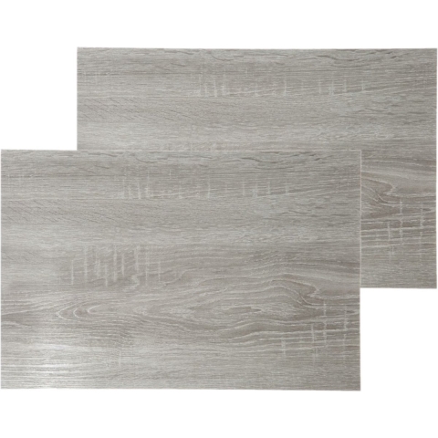 Secret de Gourmet tafel placemat in grey wash hout print - Set van 6x stuks - PVC - 45 x 30 cm - Ond -