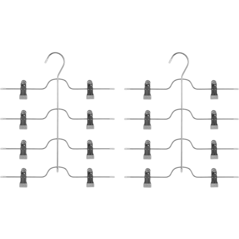 Kledinghangers met clips - voor broeken - 16x stuks - 32 x 38 cm - metaal - broekenhangers -