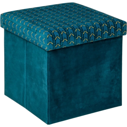 Poef/krukje/hocker Royal - Opvouwbare zit opslag box - fluweel Smaragd groen - D38 x H38 cm -