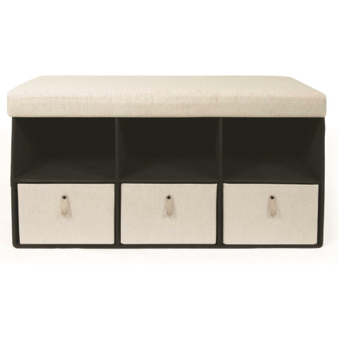 Hocker/poef opvouwbaar - beige - met lades - MDF - 76 x 38 cm -