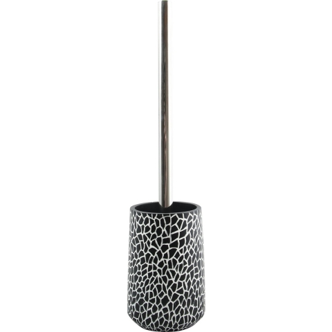 Toiletborstel in houder/wc-borstel Safari - kunststeen - zwart mozaiek - 37 x 9 cm -