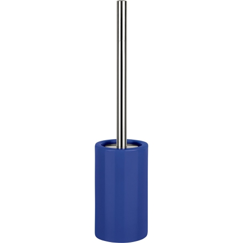 Luxe Toiletborstel in houder Sienna - blauw glans - porselein - 42 x 10 cm - met binnenbak -