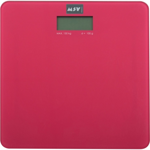 MSV Personen weegschaal - fuchsia roze - glas - 30 x 30 cm - digitaal -