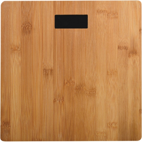 MSV Personen weegschaal - Bamboe hout look - glas - 28 x 28 cm - digitaal -