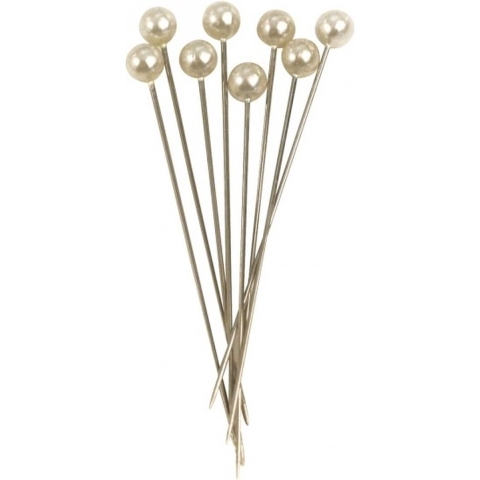 Spelden met parel kop/kopspelden - 6.5 cm - wit - 125x stuks - hobby steekspelden -