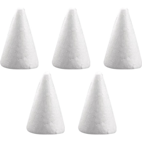 Piepschuim kegel - 10x stuks - wit - H6 cm - styropor vormen - Hobby/diy - knutselmateriaal -