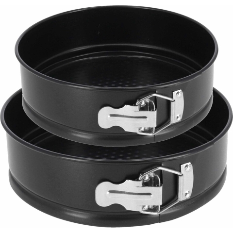 Taarten bakken bakvorm/spring vorm Kitchen Pro - metaal - anti-aanbak laag - zwart - 2 stuks -