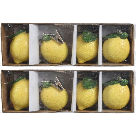 Tafelkleedgewichtjes/hangers - 8x - citroen - kunststeen - geel -