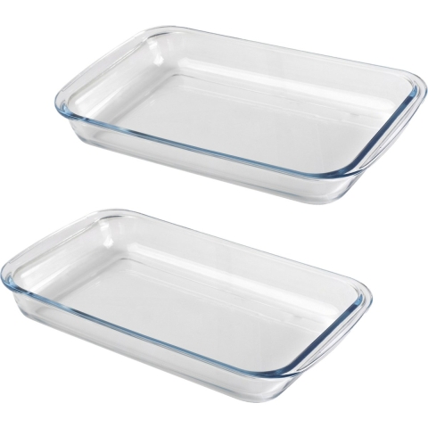 Chef Traiteur Ovenschaal van borosilicaat glas - 2x - rechthoek - 2.2 Liter - 35 x 20 x 5 cm -