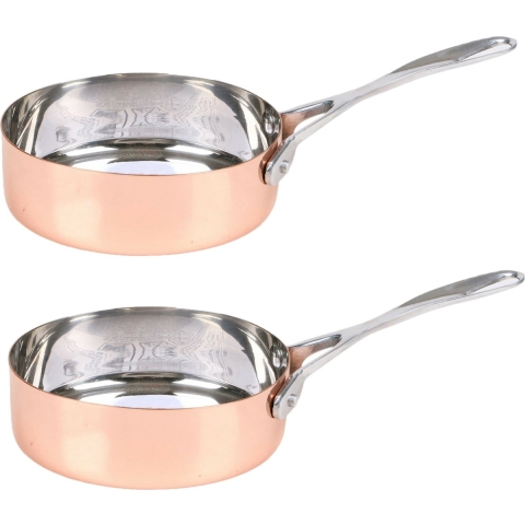 Klein steelpannetje/sauspan - 2x - rose goud - RVS - D12 cm - Hoogte 7 cm - Alle warmtebronnen -