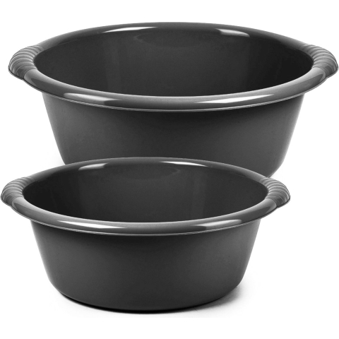 Afwasbak teil - set van 2 formaten - 15 en 20 liter - antraciet - kunststof -