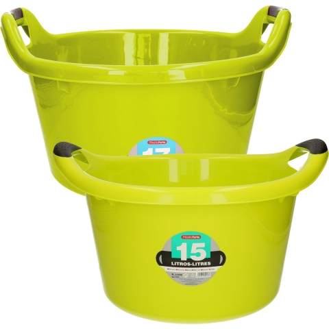 Afwasbak teil - set van 2 formaten - 15 en 17 liter - groen - kunststof -