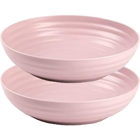 Rond bord/camping - 8x - diep bord - D22 cm - oud roze - kunststof - onbreekbaar -