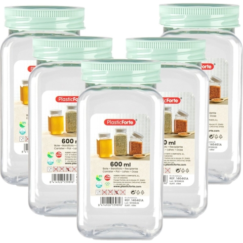 Voorraadpot/bewaarpot - 10x - 600 ml - kunststof - mint groen - B7 x H15 cm -