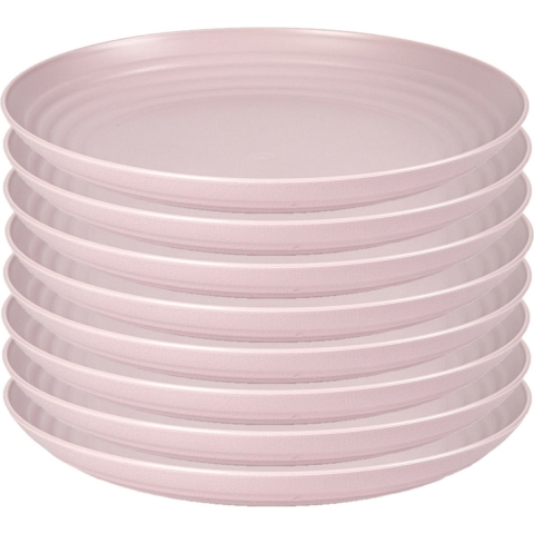 Rond bord/camping bord - 8x - D22 cm - lichtroze - kunststof - onbreekbaar -