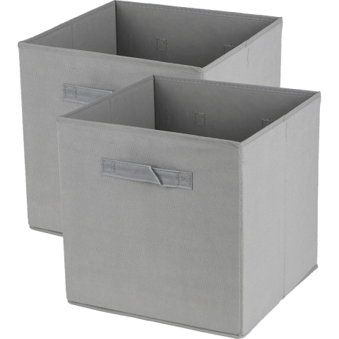 Opbergmand/kastmand Square Box - 3x - karton/kunststof - 29 liter - betongrijs - 31 x 31 x 31 cm -