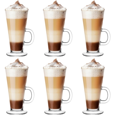 Glasmark Caffe Latte/koffie glazen Paris - transparant glas - 12x stuks - 250 ml -