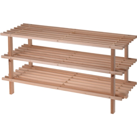 Schoenenrek - hout - 3-laags - 77 x 26 x 40 cm - schoenenbank -