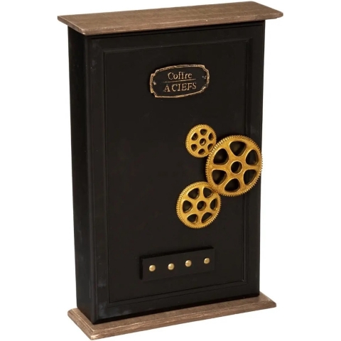Sleutelkastje kluis model van MDF 25,5 x 7,5 x 38,7 cm zwart -