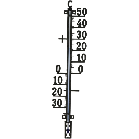 TFA Buiten Thermometer - analoog - metaal - zwart - 41 x 10 cm -