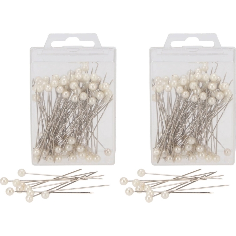 Spelden met parel kop/kopspelden - 6.5 cm - wit - 200x stuks - hobby sierspelden -